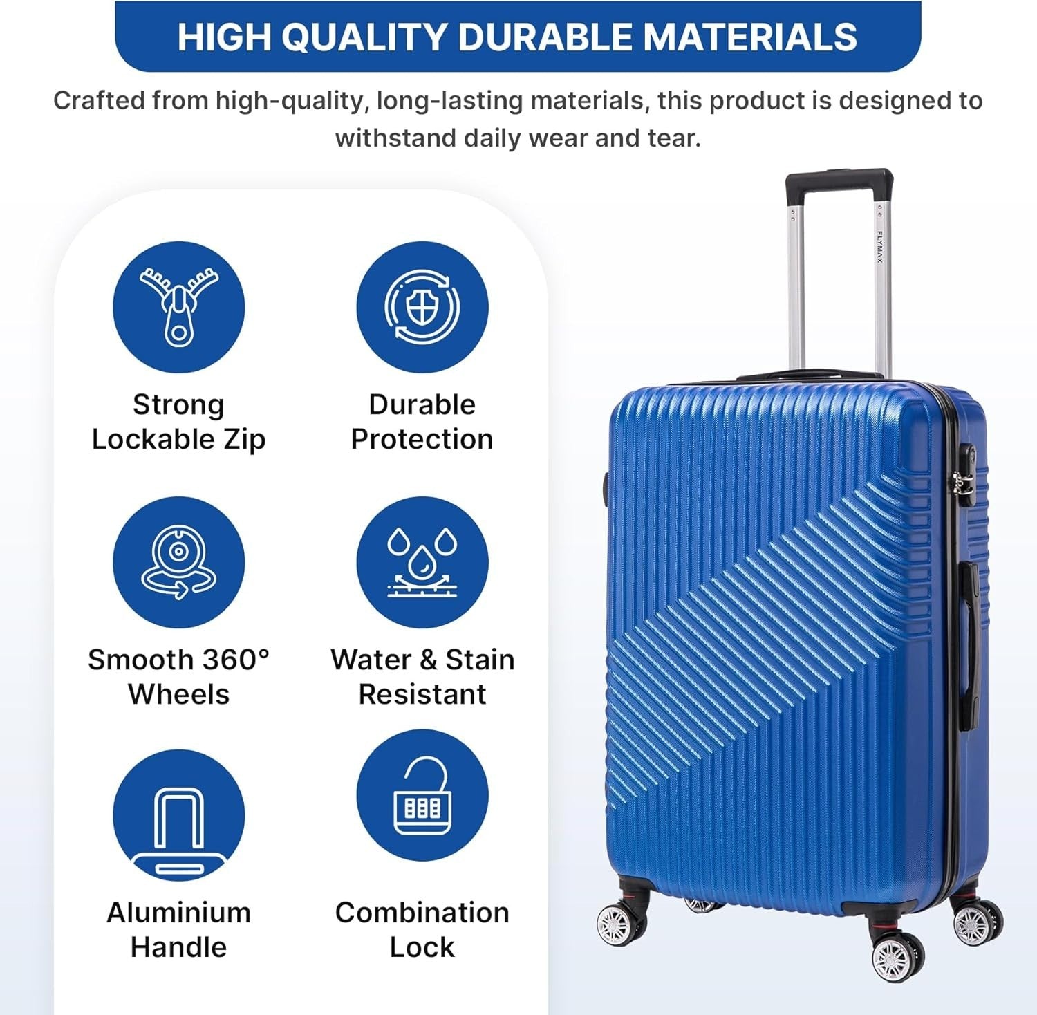29'' Large Check In Suitcase Hard Shell Lightweight 4 Spinner Wheels Lock Navy