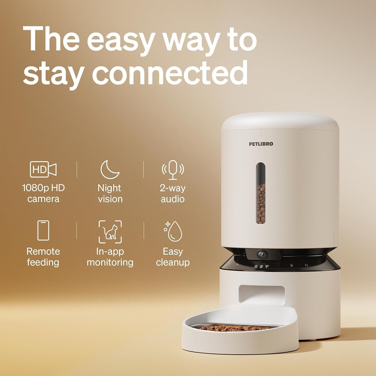 Automatic Pet Feeder Camera WiFi App Control 1080P HD 5L Food Bin