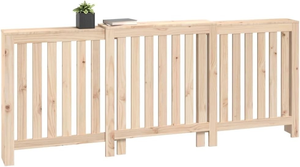 Radiator Cover Solid Wood 210x21x85cm Natural Finish | Slatted Design