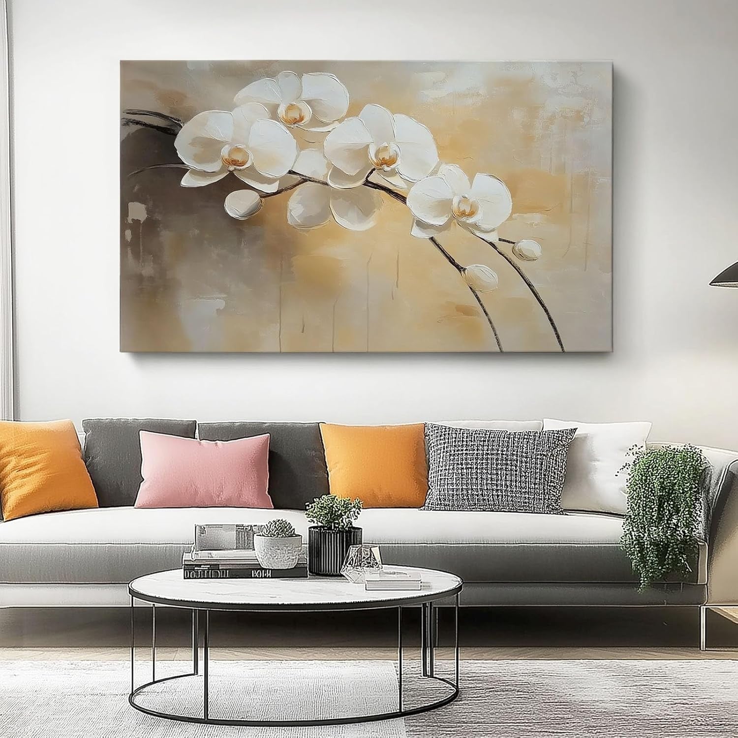 White Orchid Canvas Wall Art 30x20cm Modern Floral Home Decor