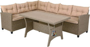 Outdoor Rattan Garden Corner Sofa Set with Cushions & WPC Table, Seats 6+