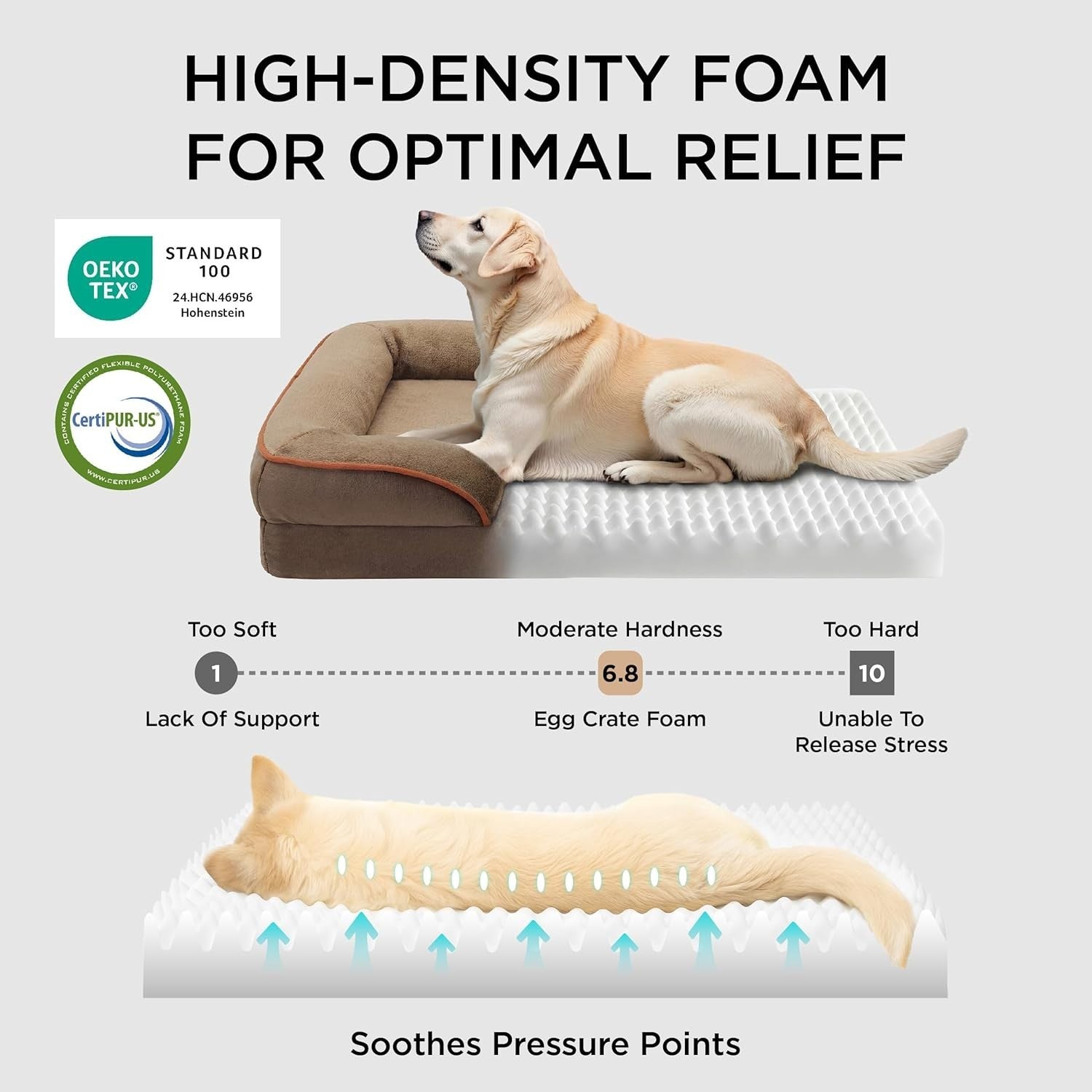 Large Orthopedic Dog Bed Sofa 97x71cm Washable Waterproof