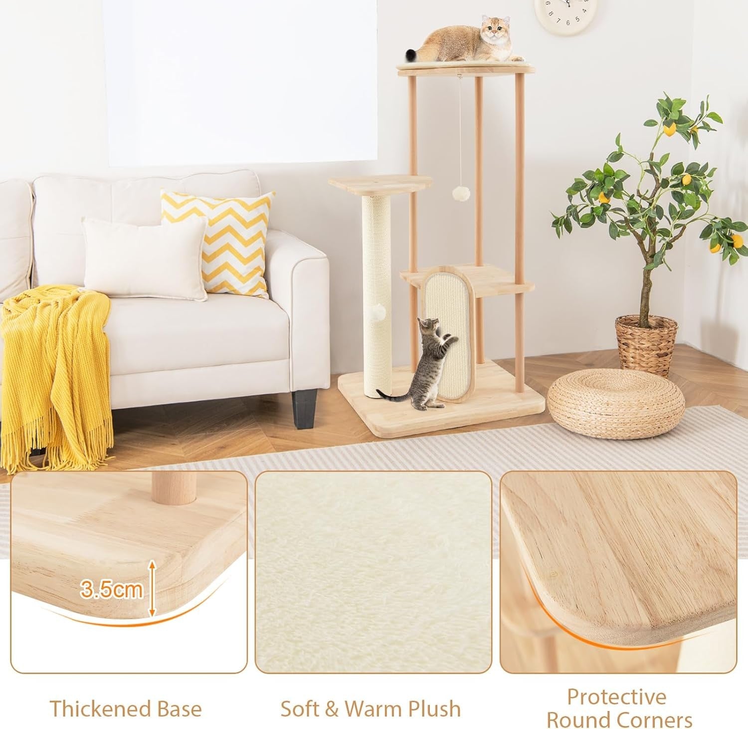 Cat Tree Climbing Tower Indoor with Scratching Posts Multi Level 114cm