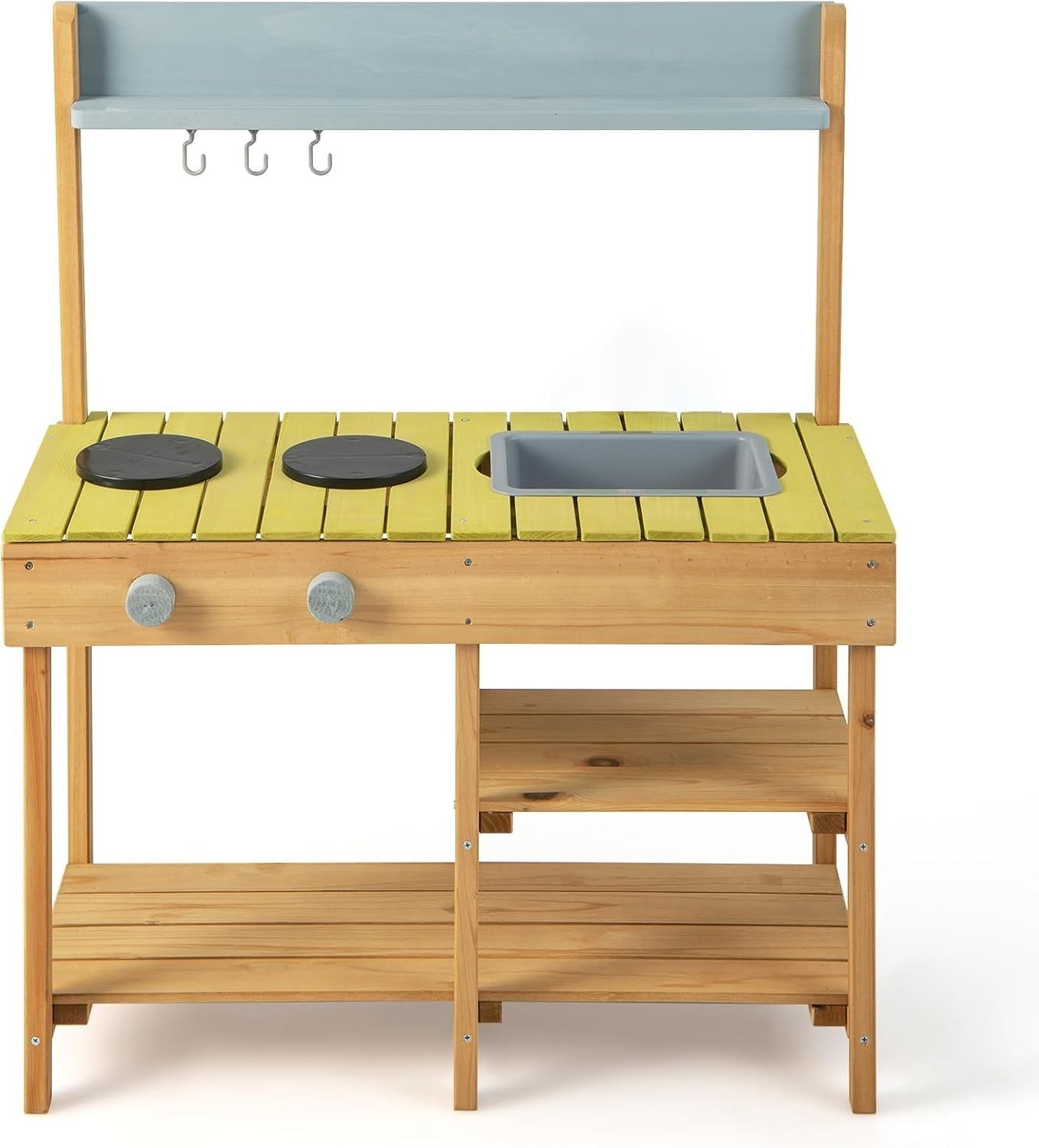 Outdoor Kids Mud Kitchen Wooden Playset Sink Stove Garden Toy