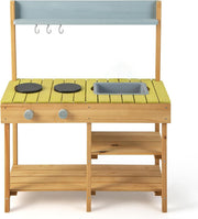 Outdoor Kids Mud Kitchen Wooden Playset Sink Stove Garden Toy