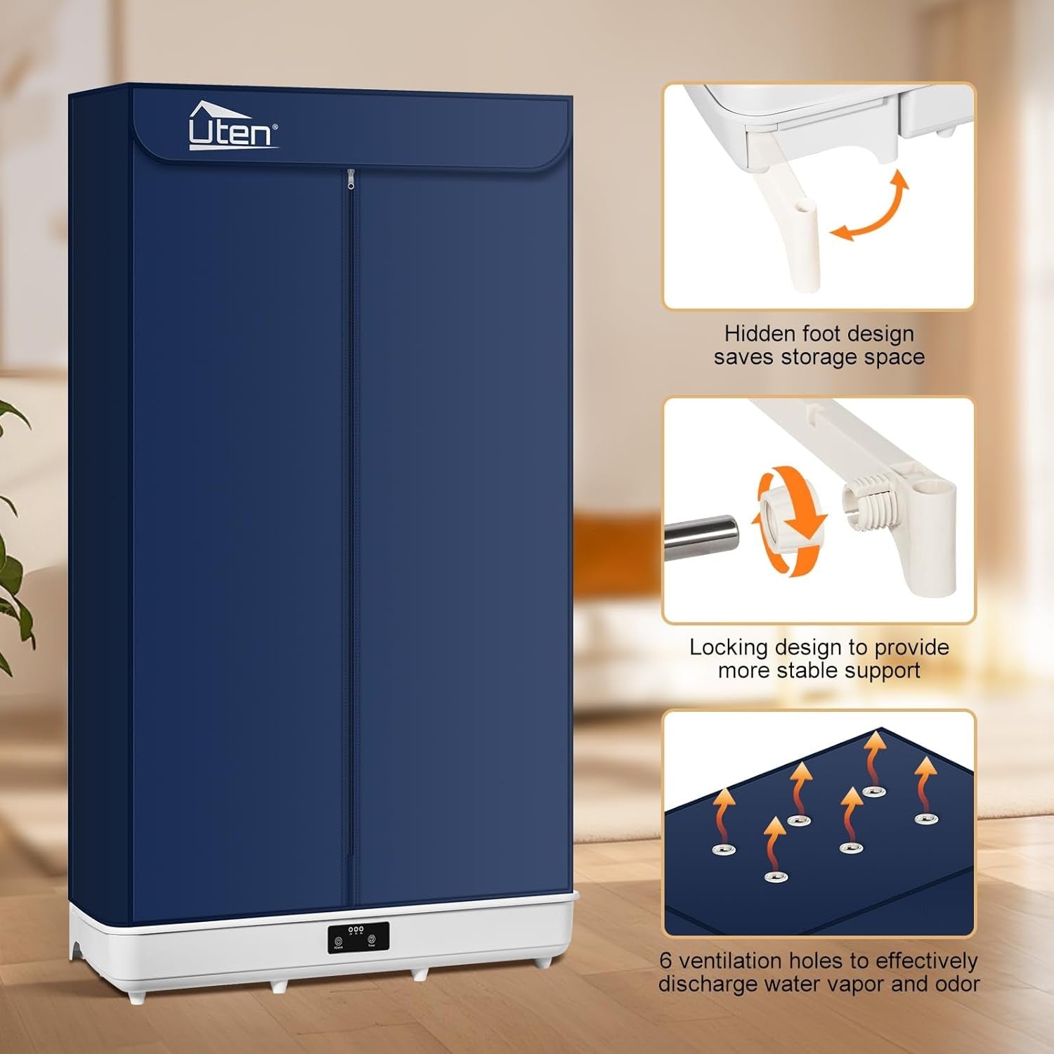 Portable Electric Clothes Dryer 2 Tier 360° Warm Air Drying 10kg Indoor