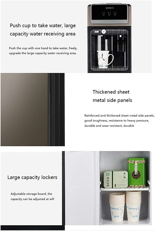 Hot Cold Floor Standing Water Cooler Tempered Glass Child Lock Office Home