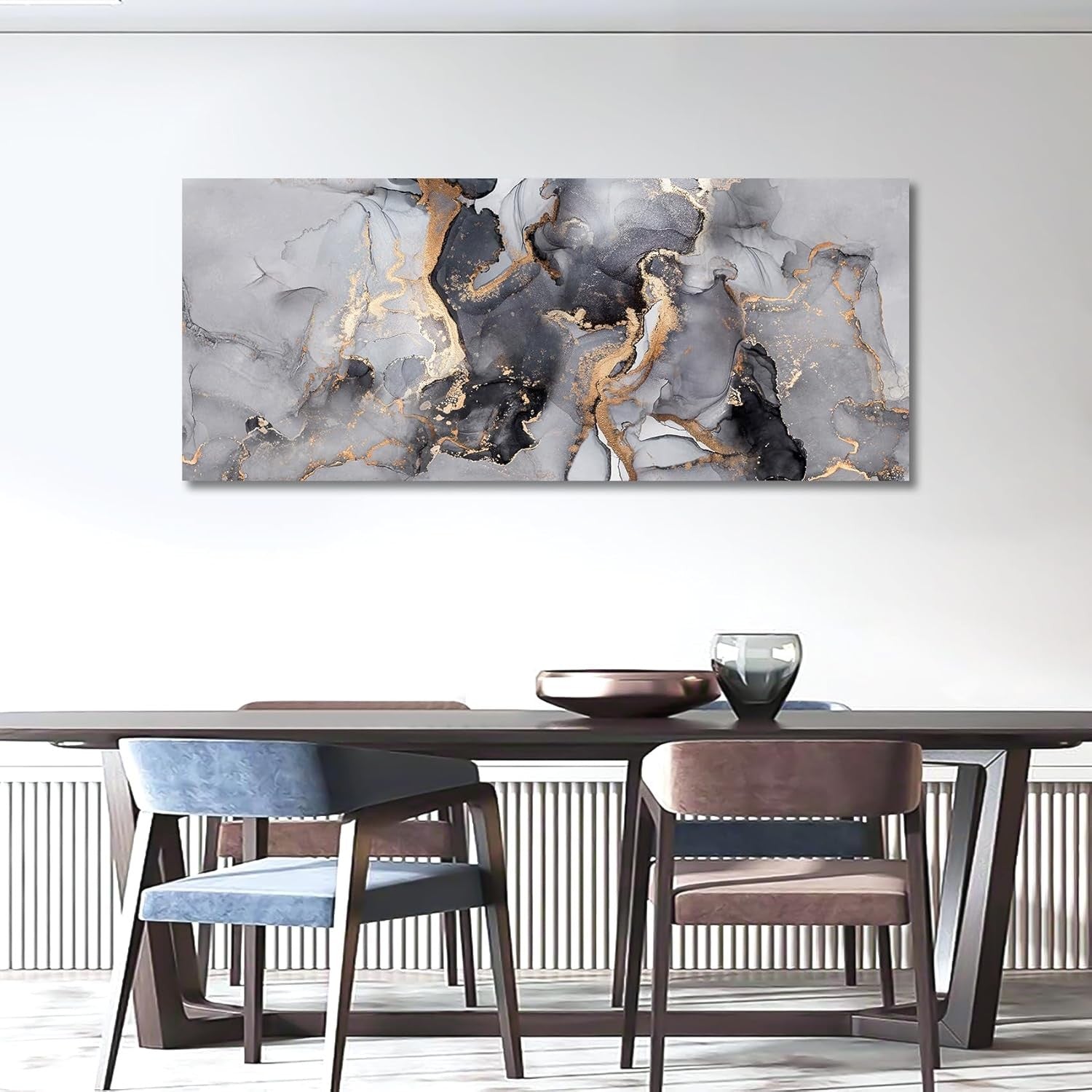 Large Abstract Marble Canvas Wall Art 120x50cm Framed Print