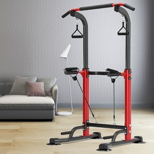 Adjustable Pull Up & Dip Station Power Tower Home Gym Rack