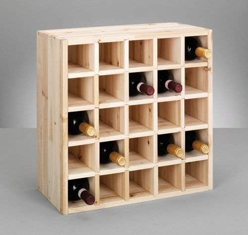 Large Wooden Wine Rack 25 Bottle Storage Shelf | Floor Standing Natural Wood