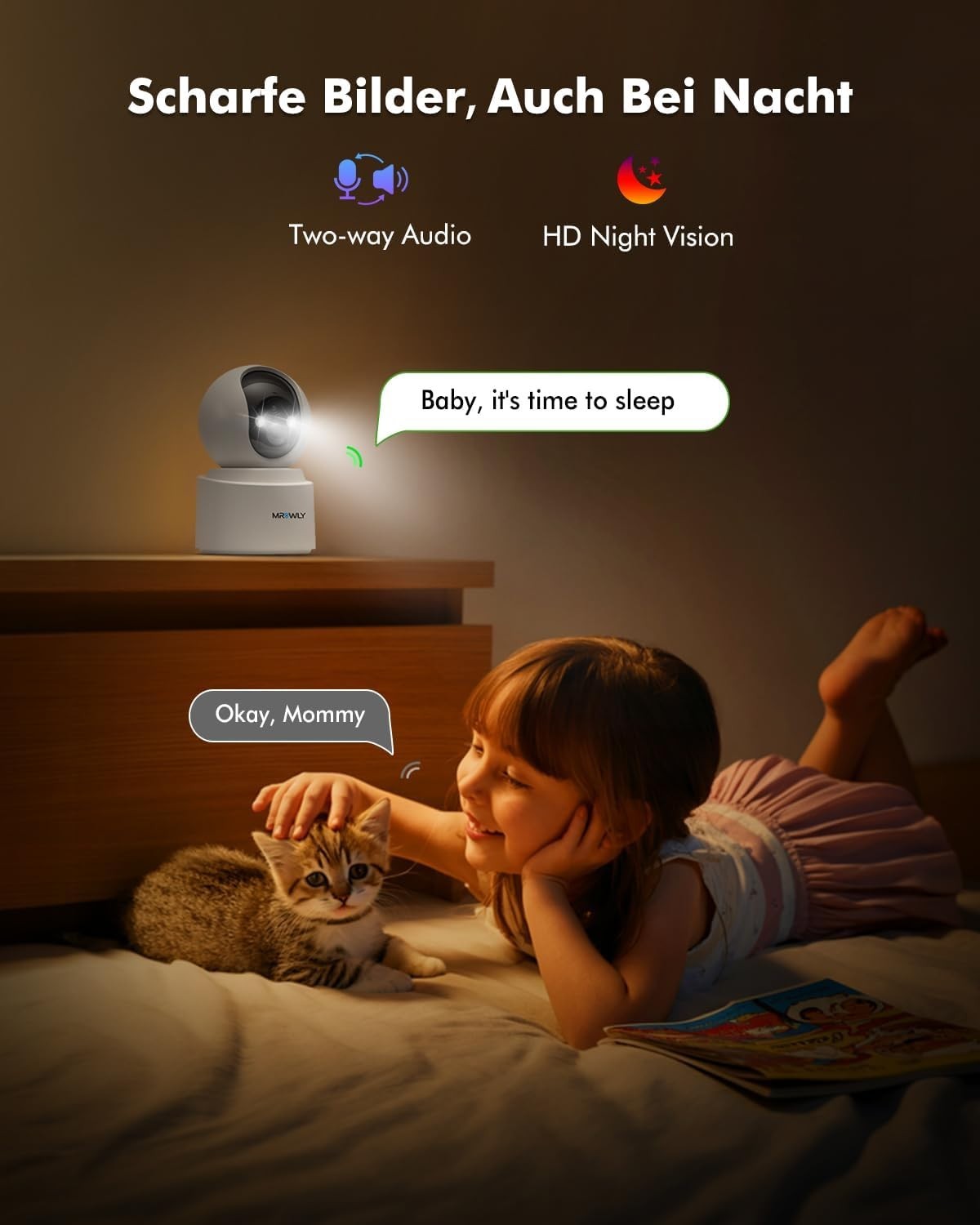2.5K Battery Indoor Security Camera Wireless Pet Monitor 360° WiFi