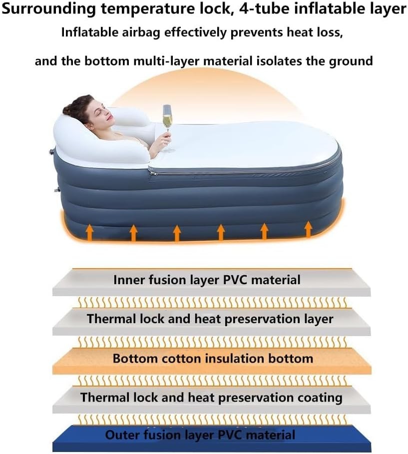 Portable Bubble Spa Bathtub Inflatable Hydrotherapy Jets Remote Control
