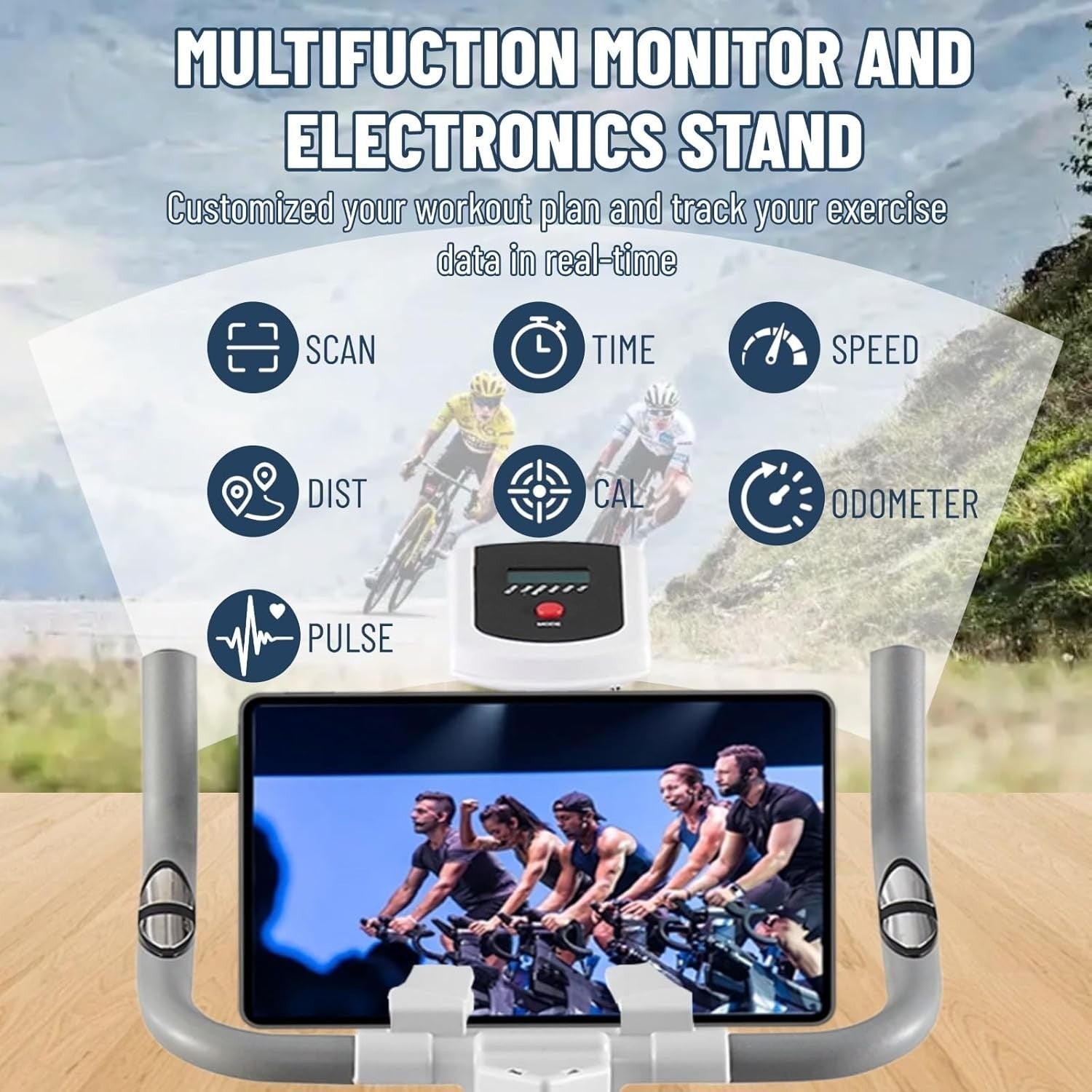 Silent Indoor Spin Bike w/ LCD Monitor, 6kg Flywheel & Adjustable Seat 330lb