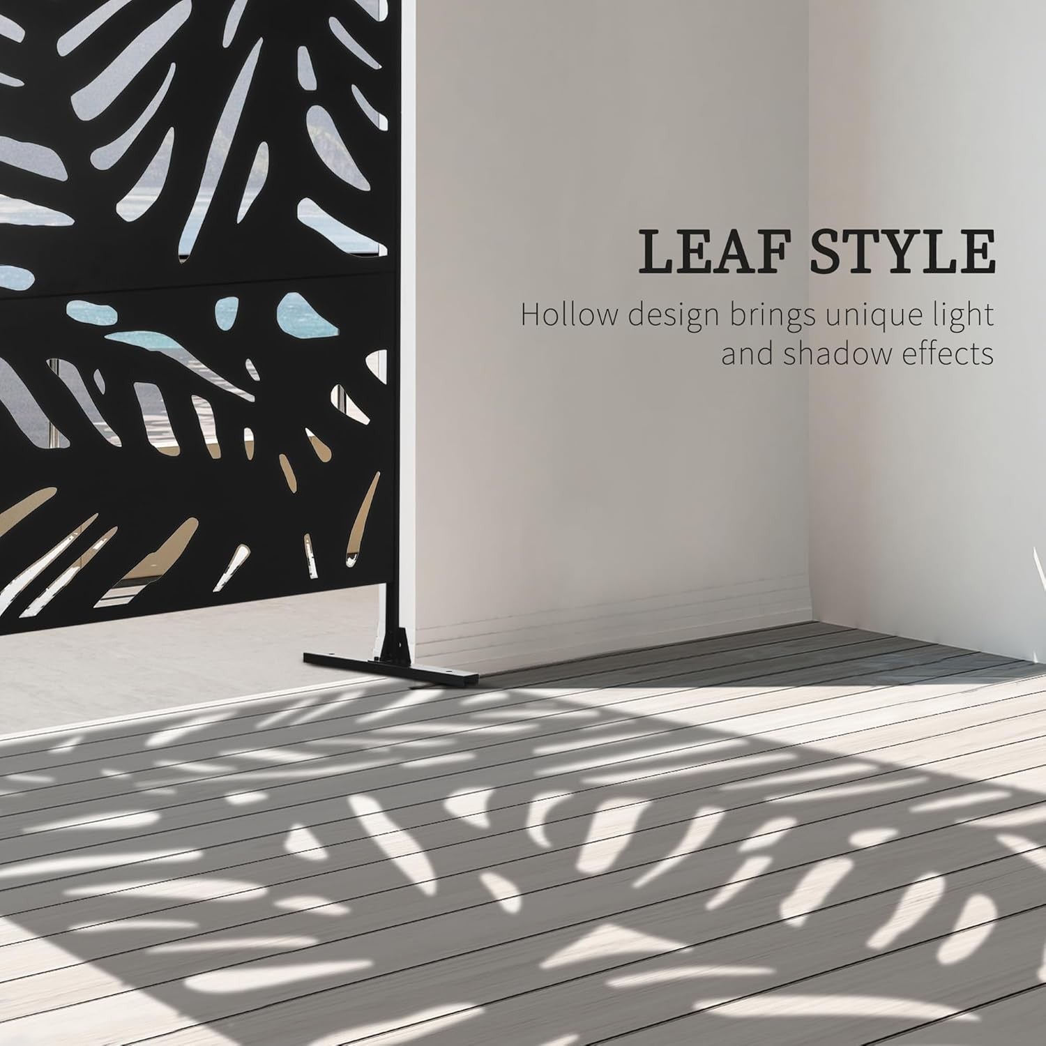 Garden Privacy Screen Freestanding Metal Divider Outdoor Decor Large Leaf Panel