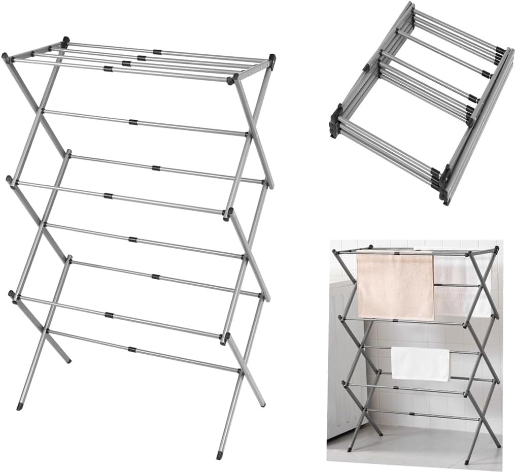 3 Tier Clothes Airer Folding Laundry Drying Rack Heavy Duty Space Saving