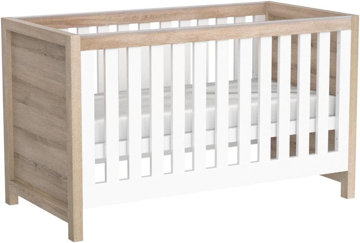 3in1 Wooden Baby Cot Bed Toddler Day Bed Adjustable Rails Oak White 140x70