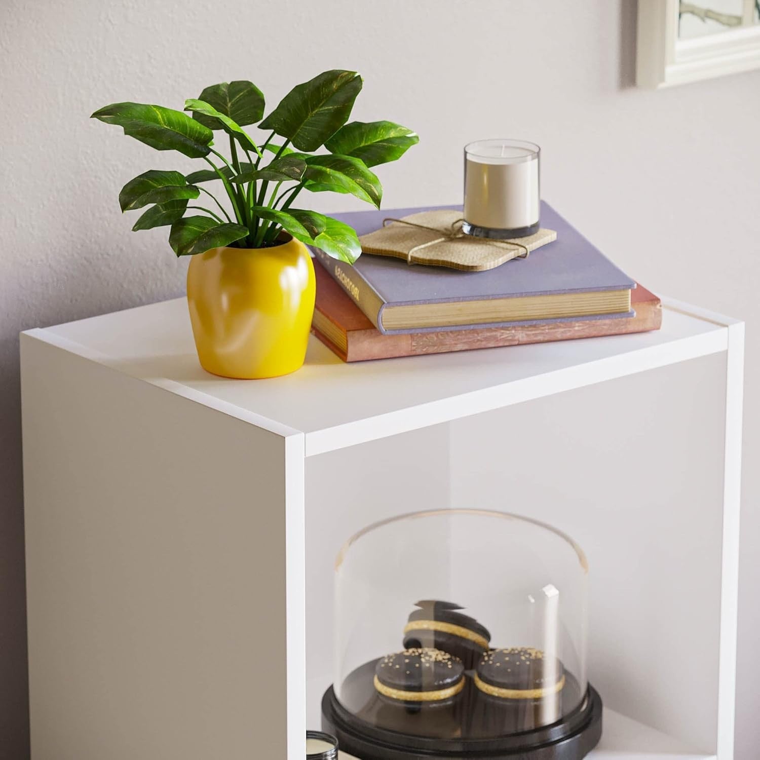 3 Tier White Wooden Cube Bookcase Small Storage Shelf for Living Room Office