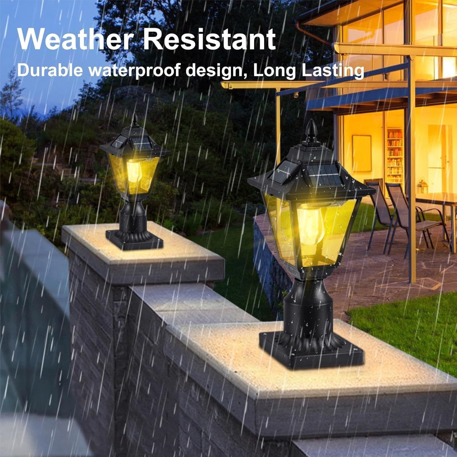 2 Pack Solar Post Lights Motion Sensor Outdoor Waterproof Garden Yard Lanterns
