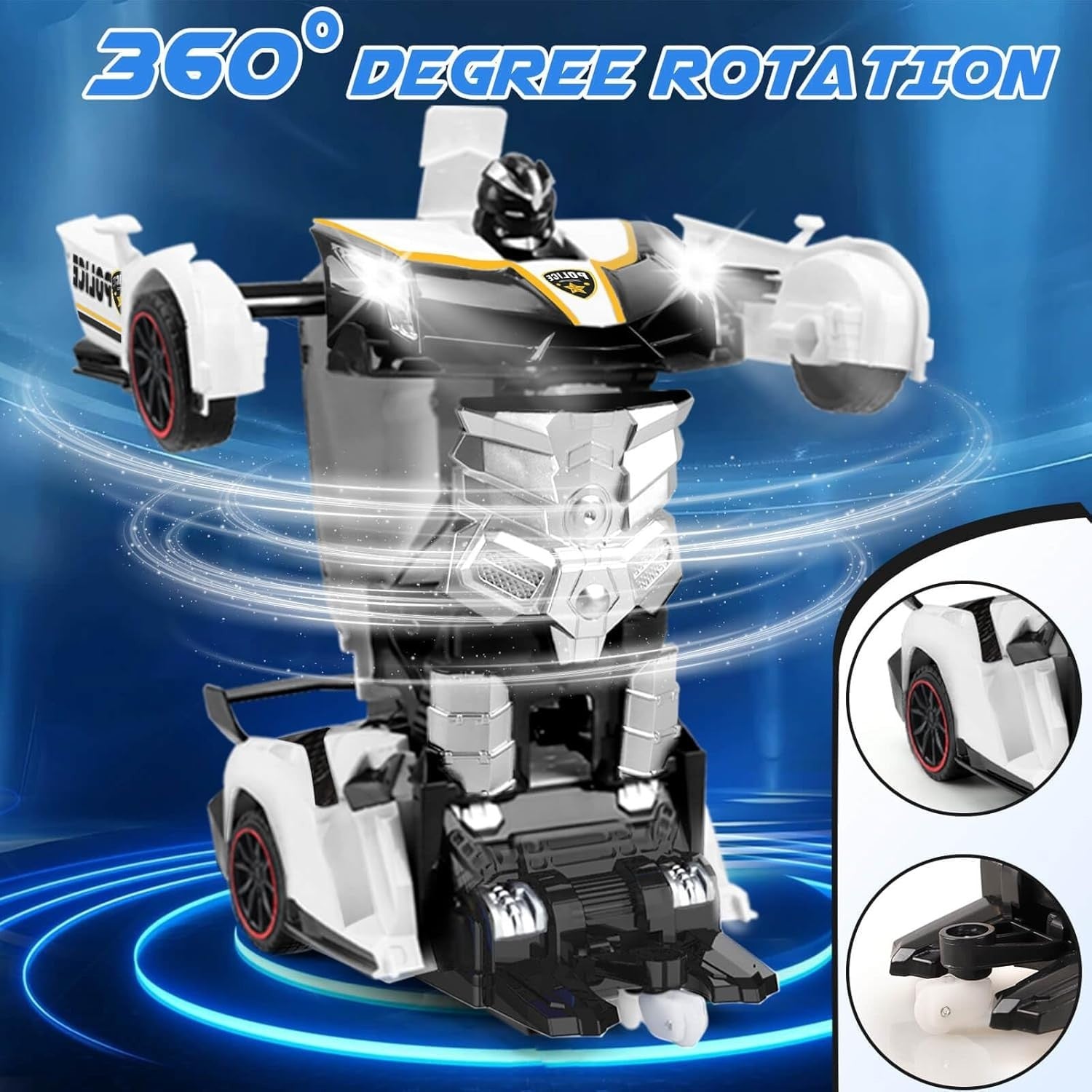 Transforming RC Police Car Robot Toy – Remote Control Car for Kids 3-8