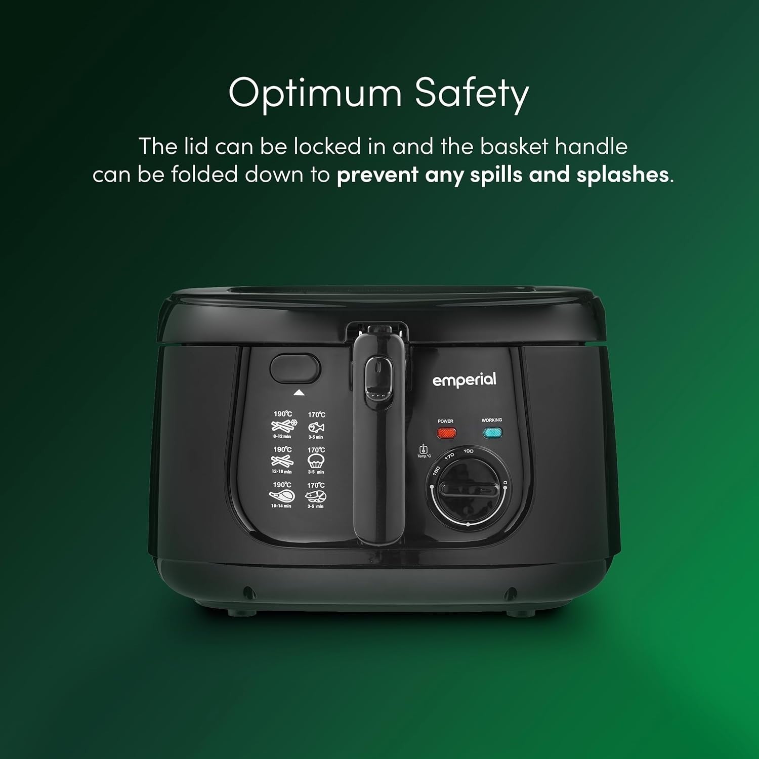 2.5L Deep Fat Fryer 1800W Adjustable Temperature Viewing Window