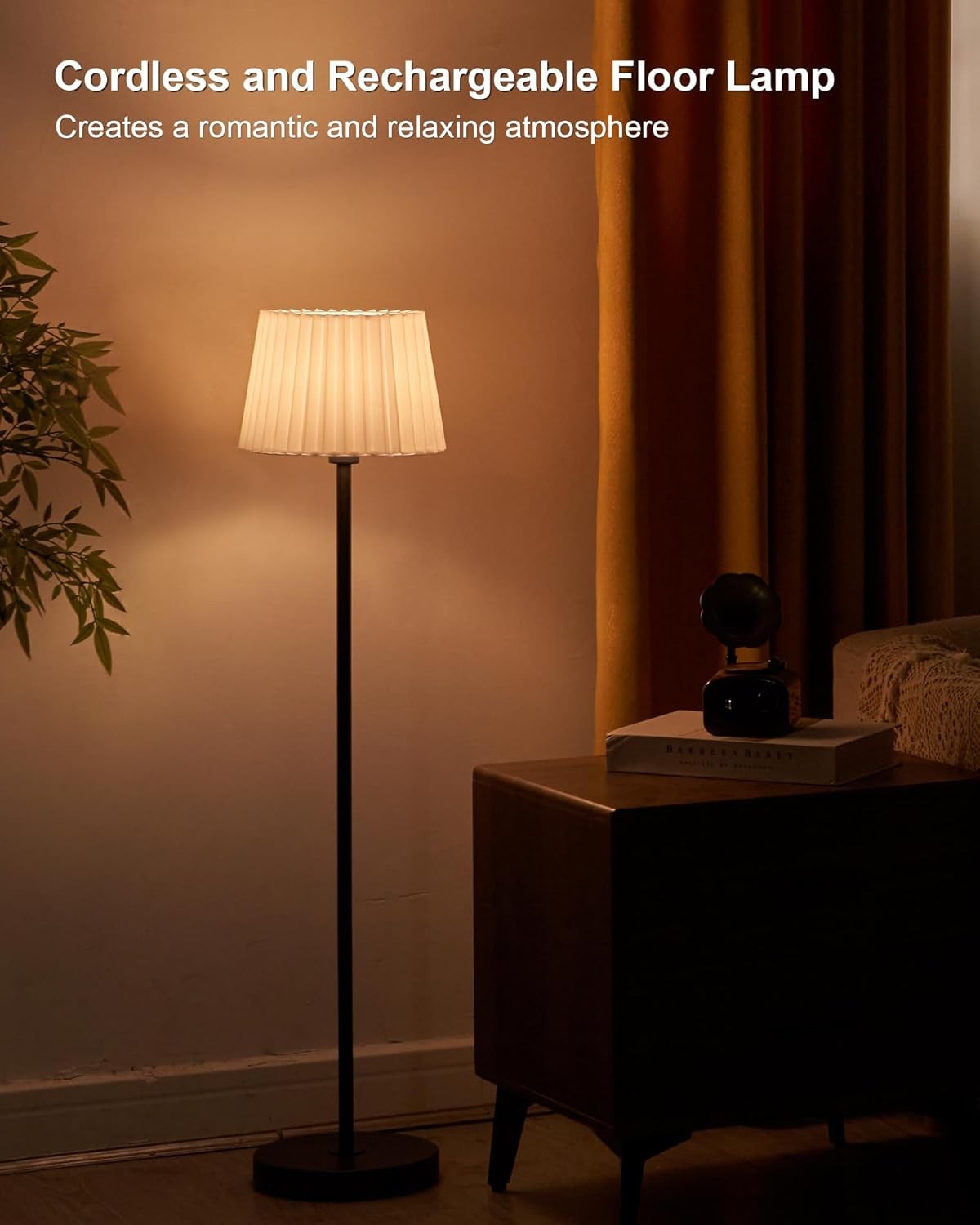 Cordless Floor Lamp Rechargeable Battery Remote Dimmable Portable 57in Light
