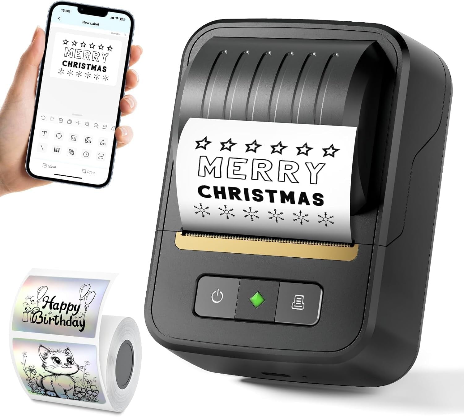 Bluetooth Label Maker Portable Thermal Printer with Tape