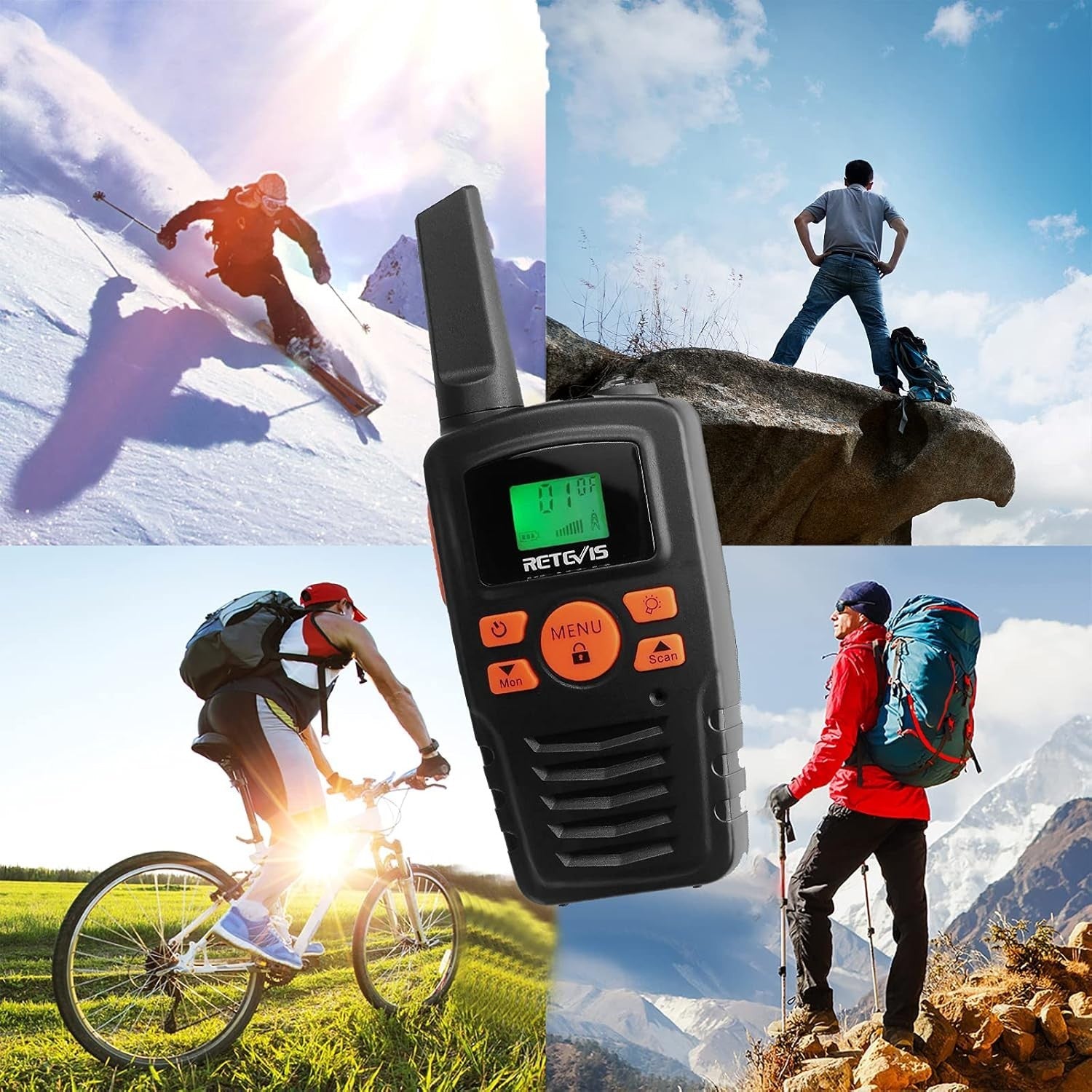 PMR446 Walkie Talkies 4 Pack Long Range VOX LED Torch Outdoor Radio