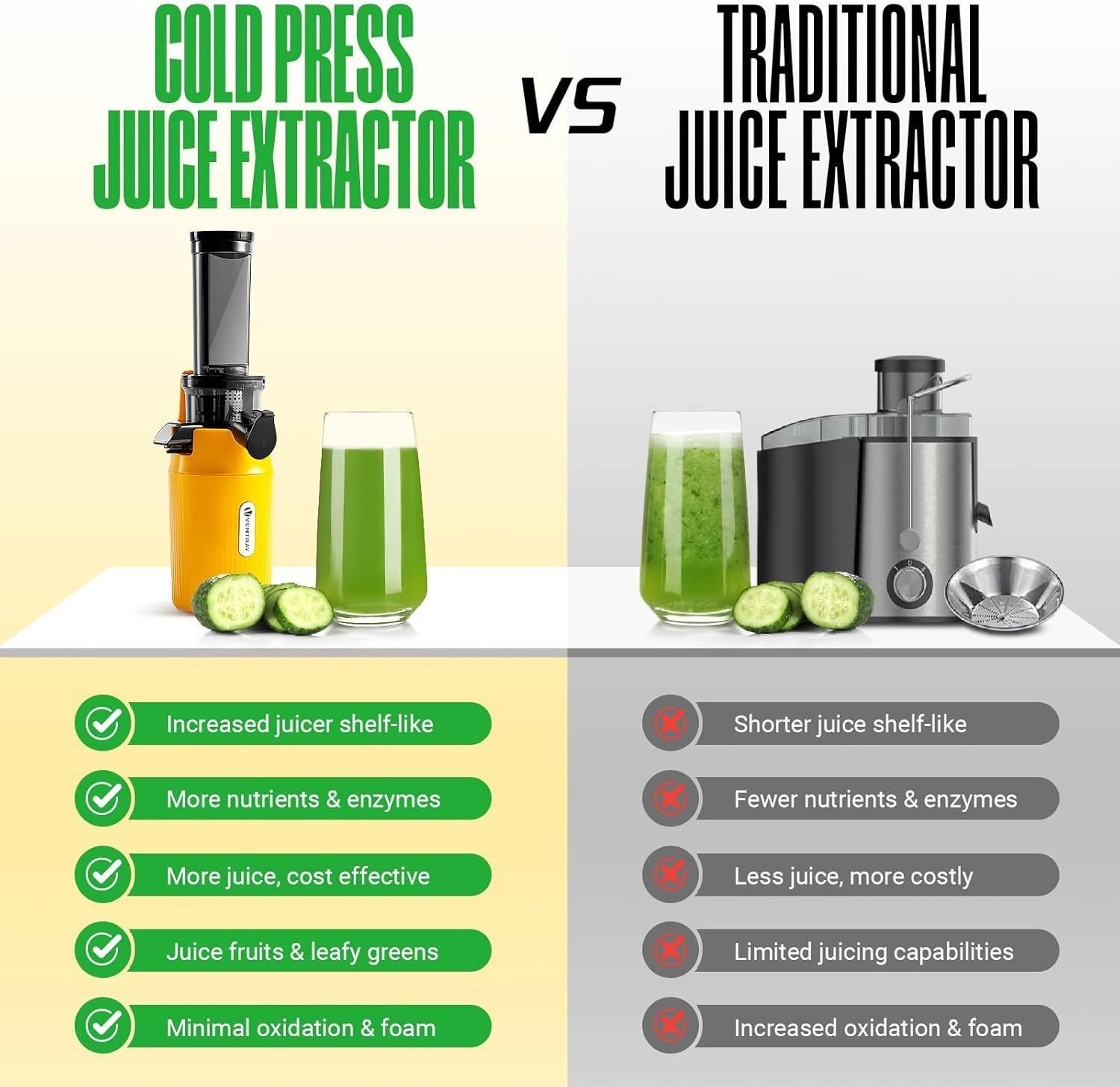Compact Cold Press Juicer Slow Masticating 60RPM High Nutrient Yield