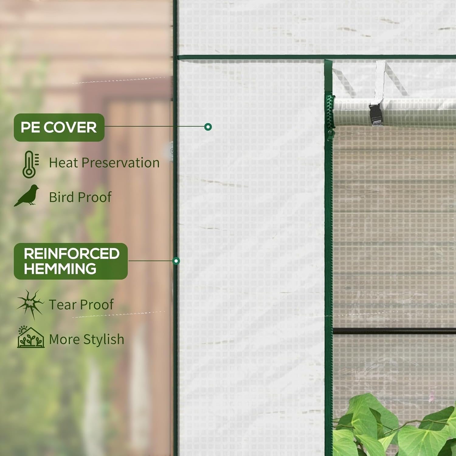 Reinforced Tomato Greenhouse 196x77x197cm Walk-In PE Cover