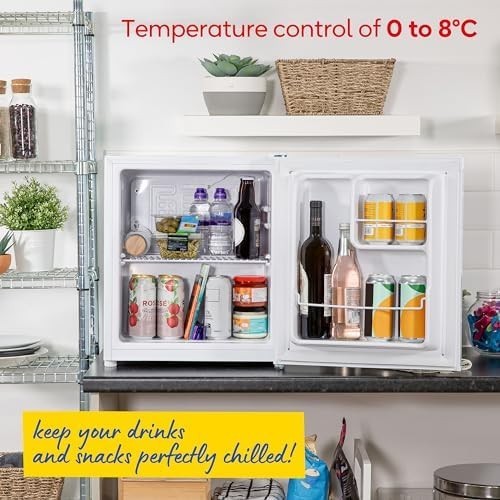 Compact 40L Larder Fridge Manual Temp Control Quiet Mini Freezerless White