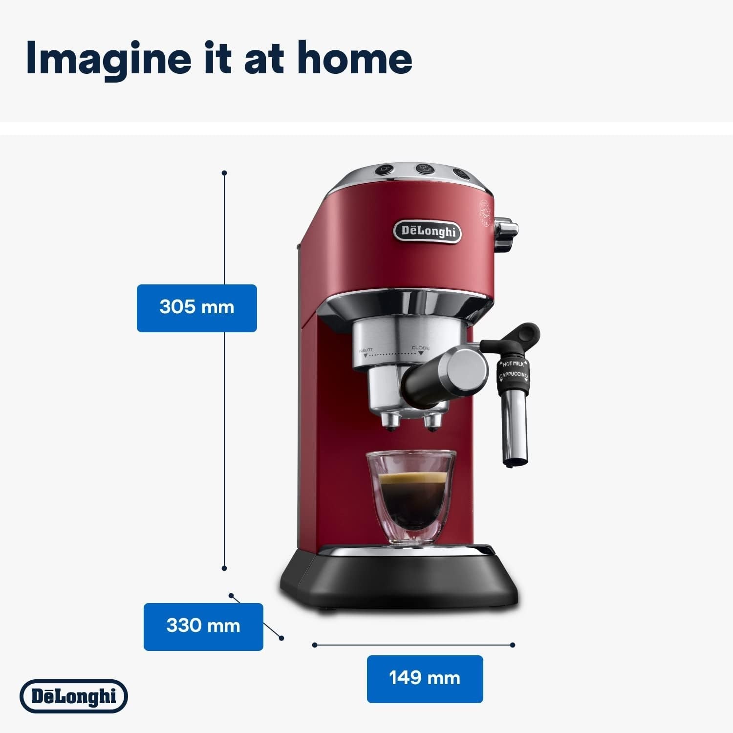 Retro Red Espresso Coffee Machine | 15 Bar Pressure | Milk Frother | Compact 1L