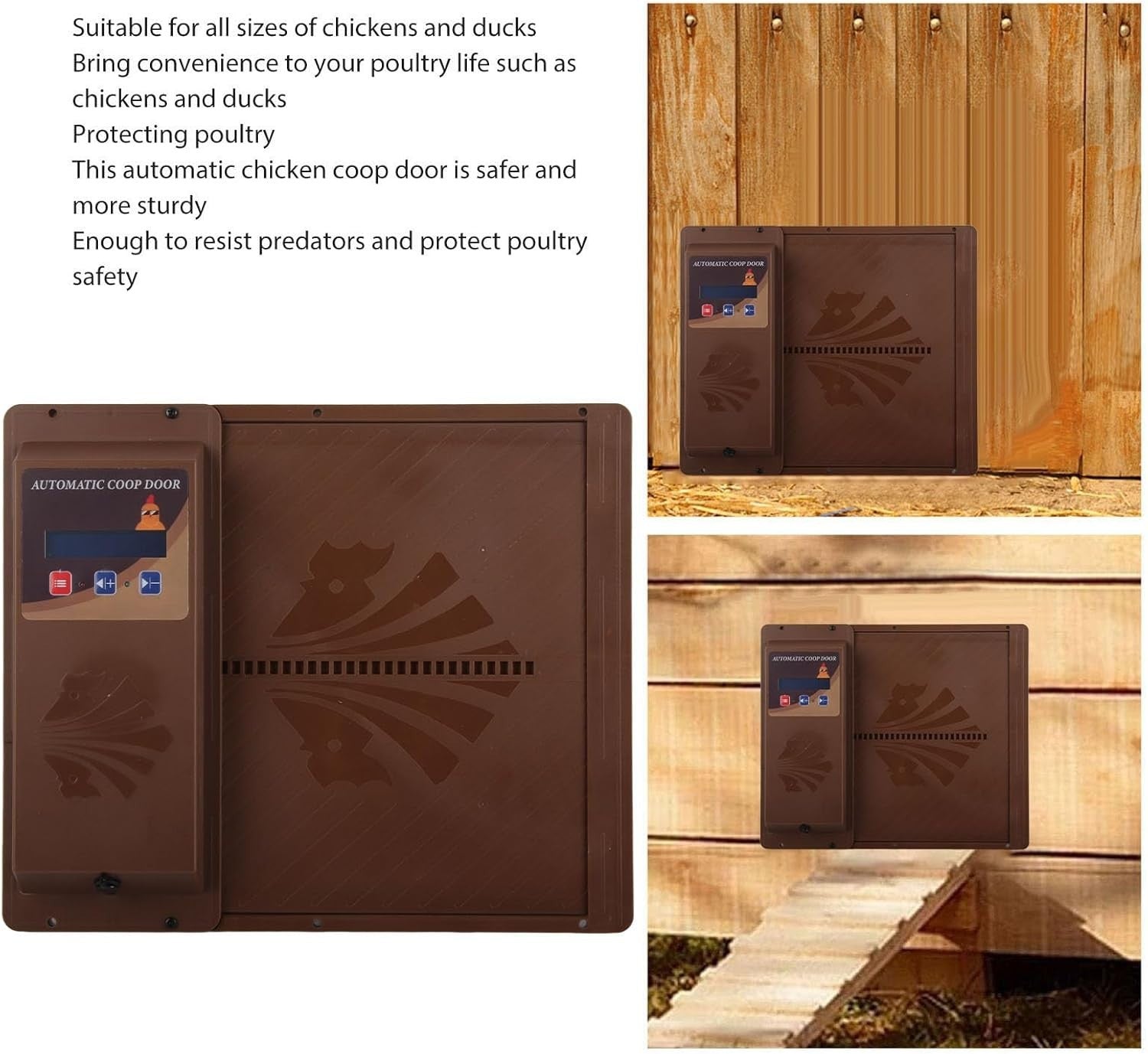 Automatic Chicken Coop Door Timer USB Horizontal Brown