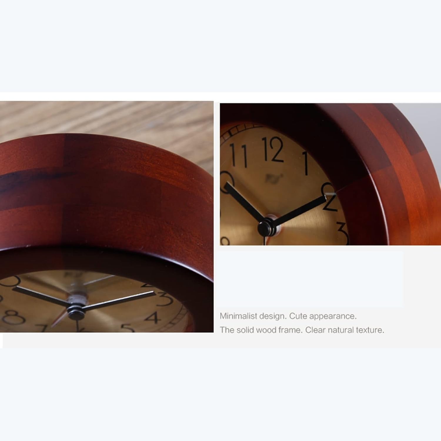 Silent Wooden Alarm Clock Night Light Small Bedside Clock for Heavy Sleepers