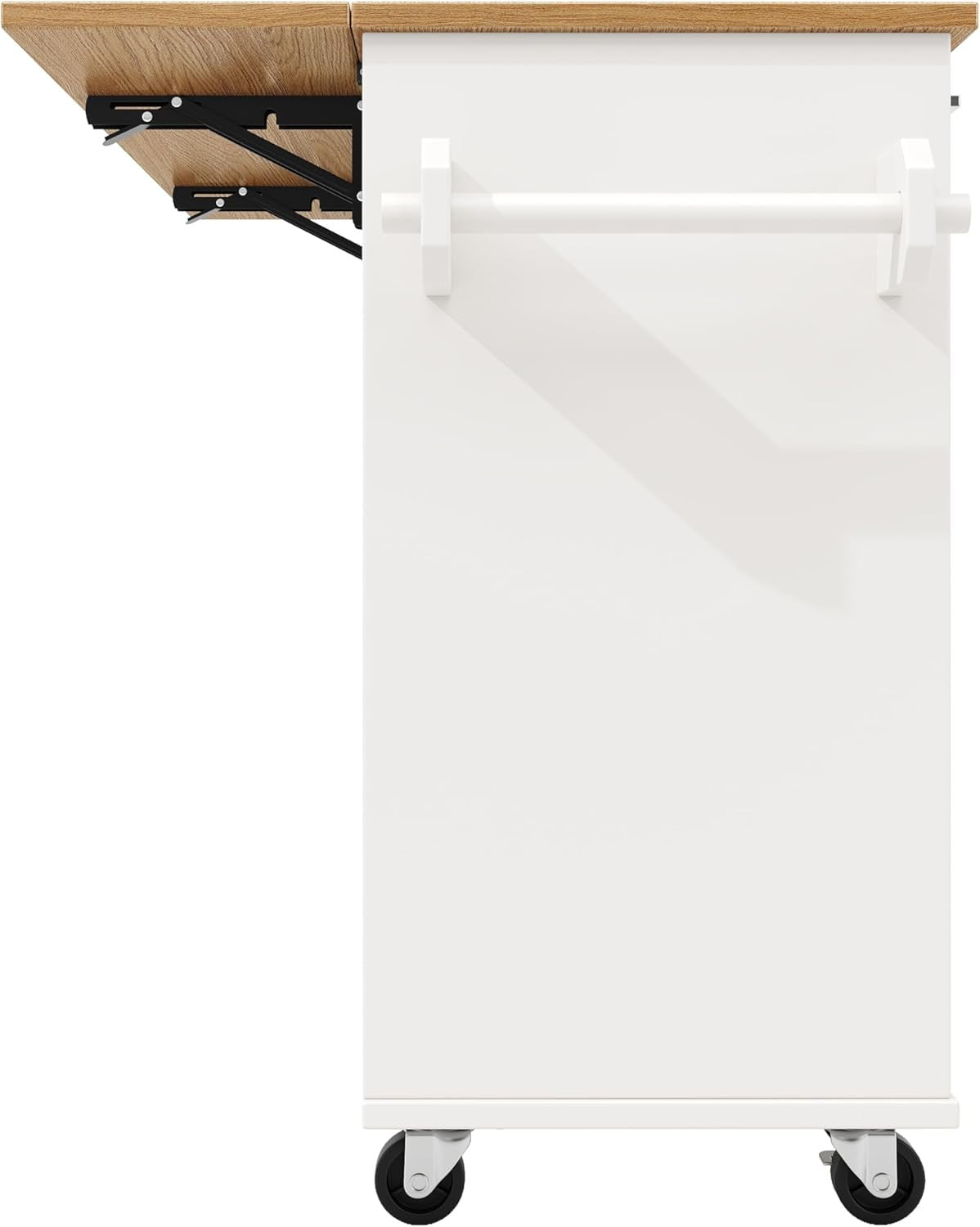 Kitchen Island Trolley on Wheels Expandable Worktop Drawer Storage White
