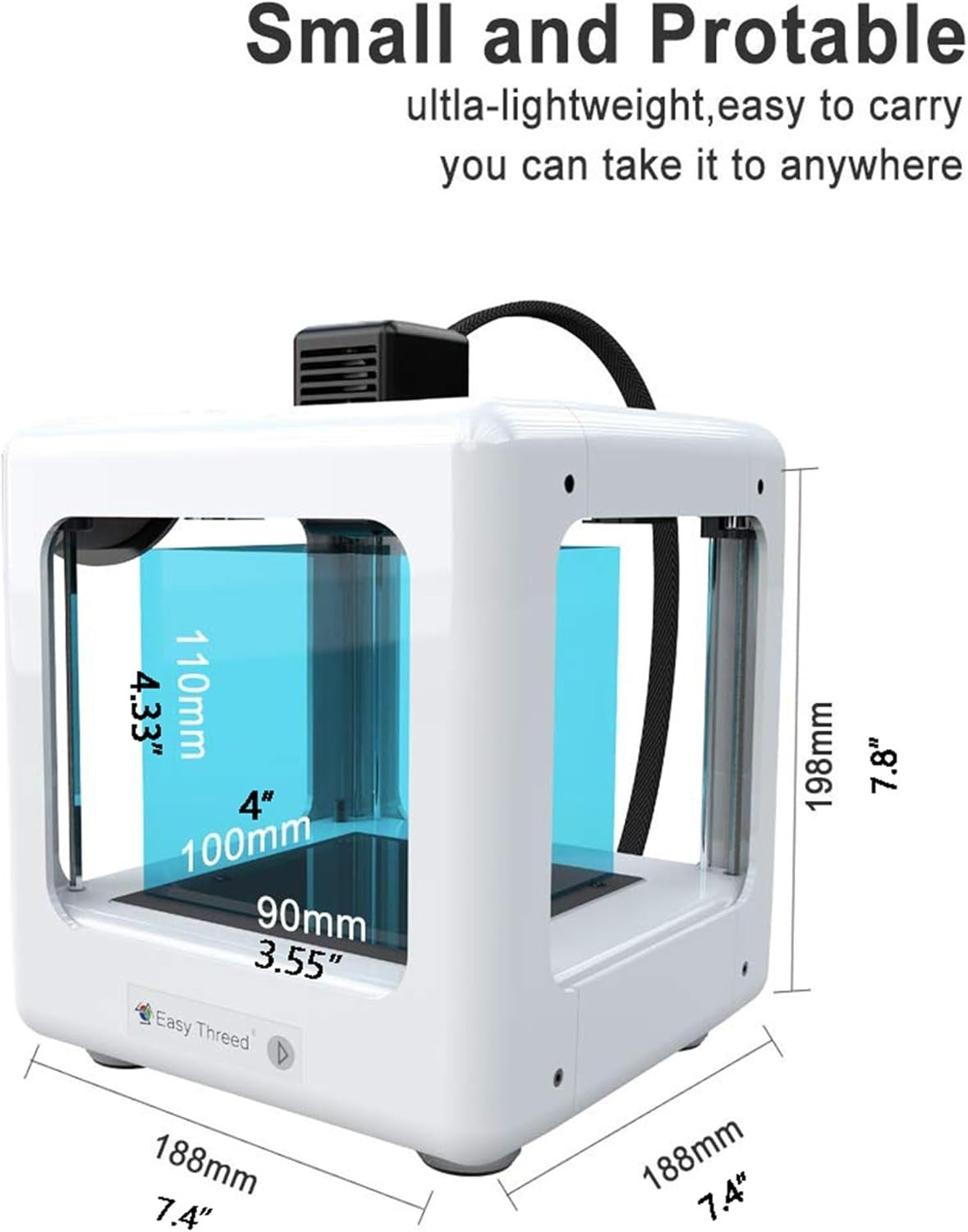 Portable Mini 3D Printer 230°C Nozzle Magnetic Plate Easy Use Desktop