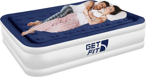 King Size Inflatable Air Mattress with Built-In Pump and 2 Plush Pillows