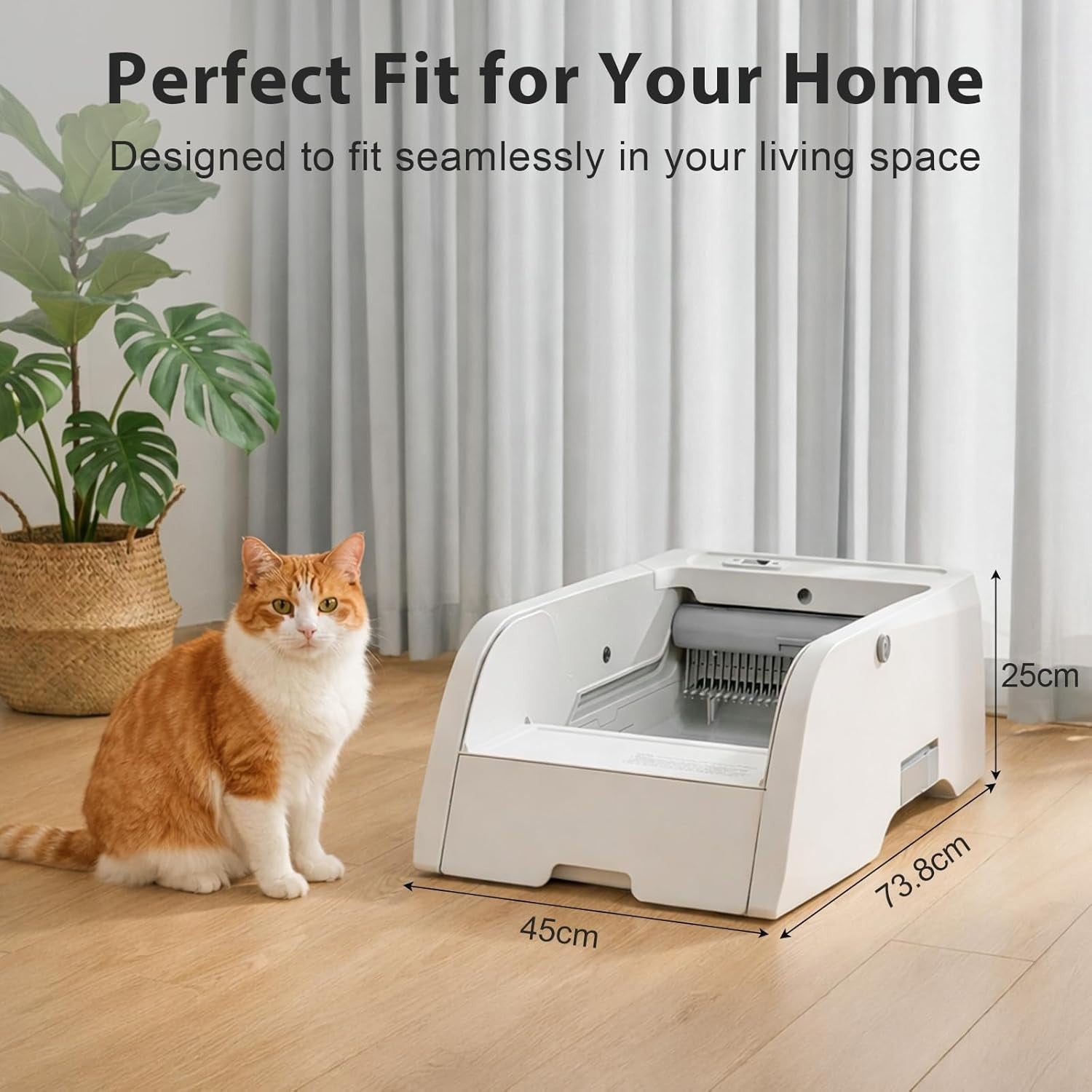 Self Cleaning Cat Litter Box WiFi App Control Open Top Auto Tray
