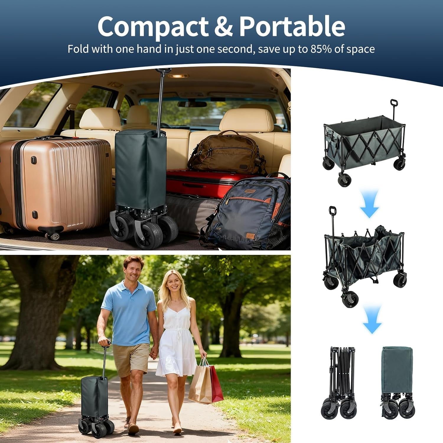 Heavy Duty Camping Trolley 250L Foldable Beach Wagon All-Terrain