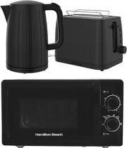3pc Black Kitchen Set 20L Microwave 1.7L Kettle Toaster