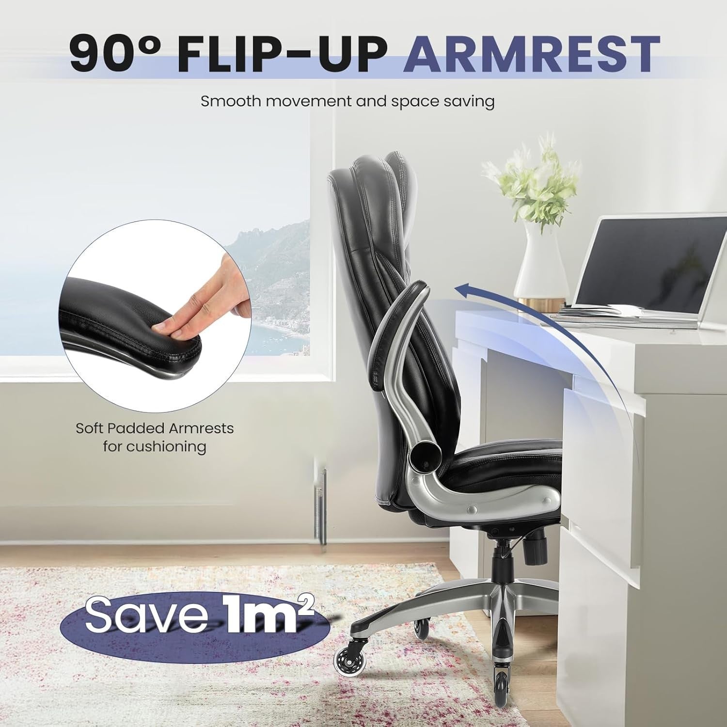 Ergonomic Office Chair Faux Leather Desk Chair High Back Padded Reclining Tilt