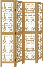 4 Panel Brown Wood Room Divider Folding Privacy Screen 160x180cm Decorative Part