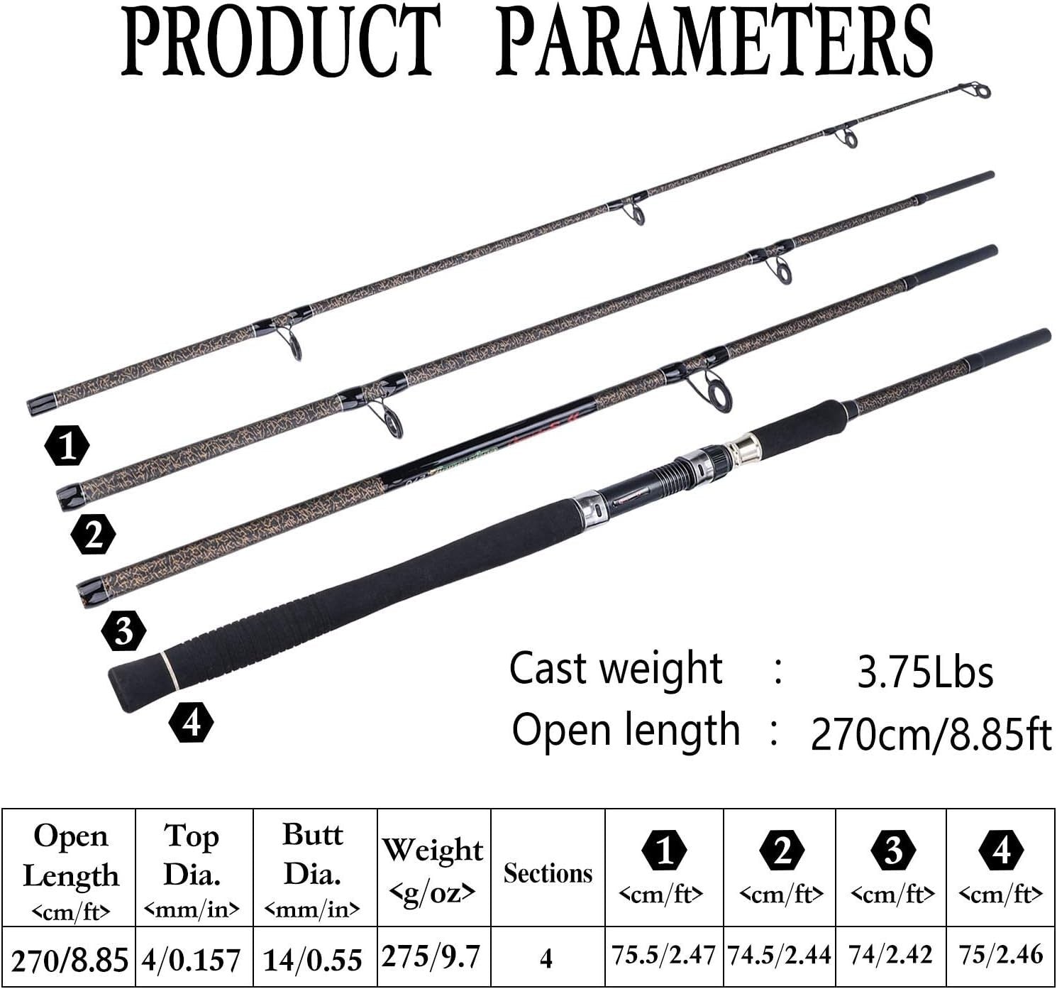 4-Section Carbon Fiber Carp Rod | Portable Spinning Fishing Rod for Travel