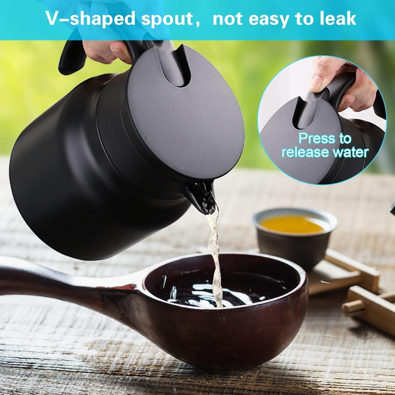 Vacuum Teapot 800ml Stainless Steel Tea Coffee Pot Temp Display Black