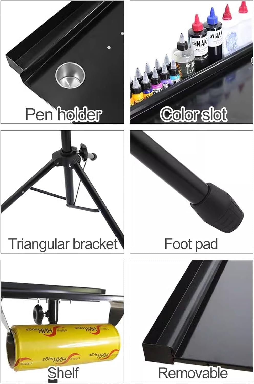 Adjustable Tattoo Workstation Portable Folding Tool Table Storage Rack Stand