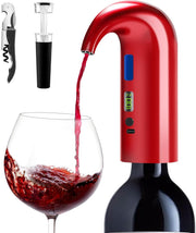 Electric Wine Aerator Dispenser Red Auto Pourer USB-C Rechargeable 750ml
