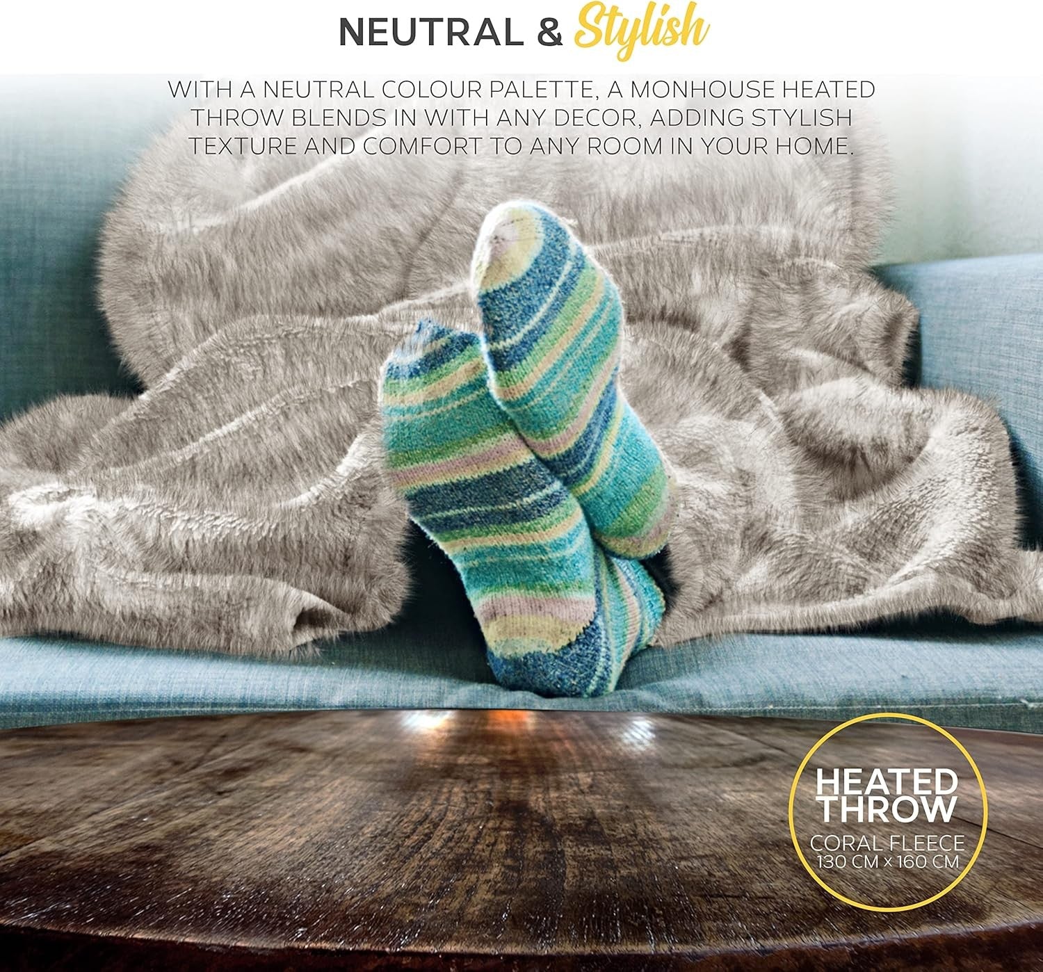 Electric Heated Throw Blanket 130x160cm Faux Fur 9 Heat Levels Timer Washable