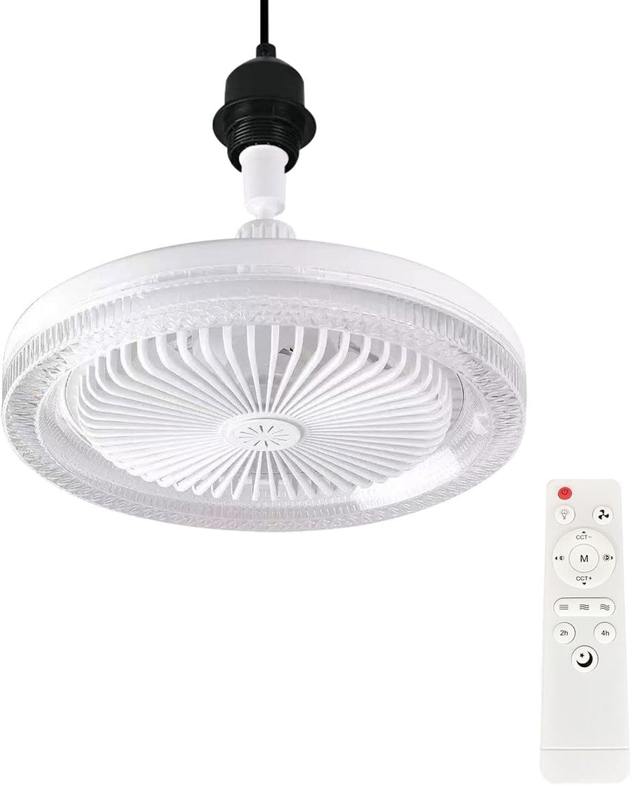 2-in-1 LED Ceiling Fan, 3 Speeds, 3 Color Temps, Dimmable, Remote, White