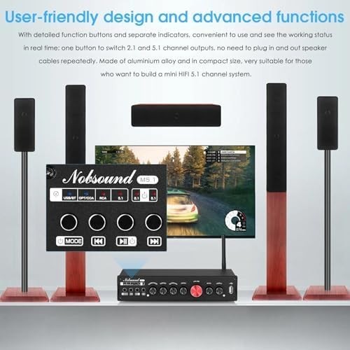 HiFi 5.1 Channel Bluetooth Home Theater Amp Subwoofer Stereo Power