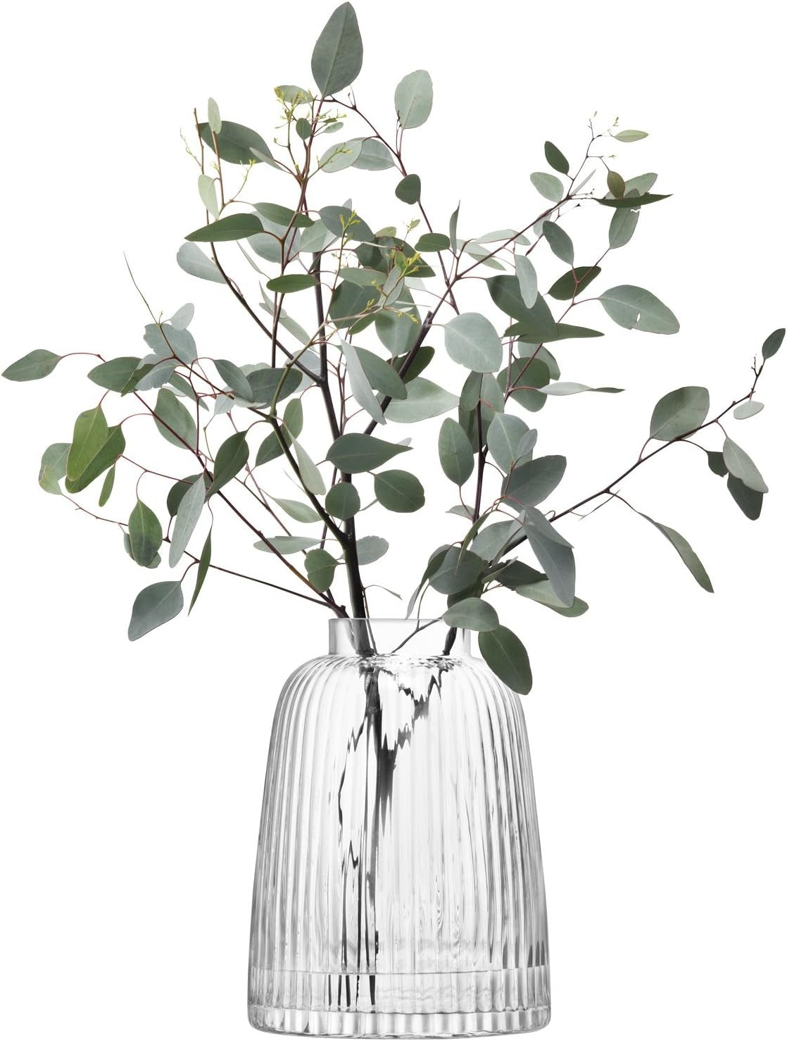 Clear Pleated Glass Vase 26cm Tall Modern Flower Vase Elegant Home Decor
