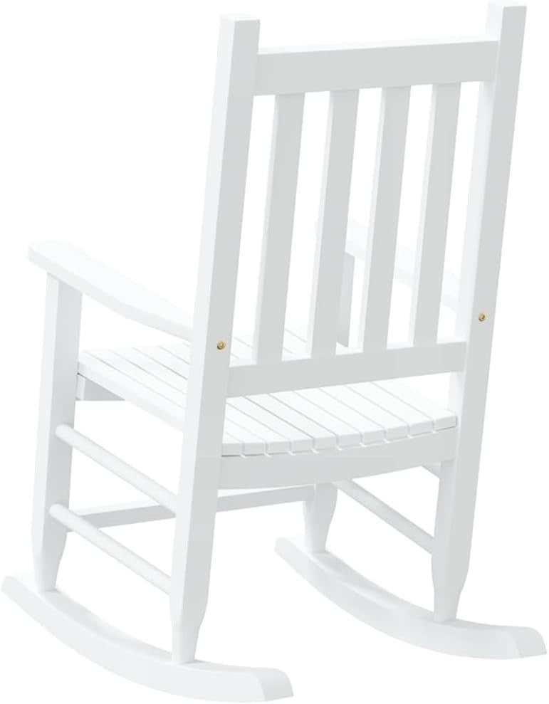 Rocking Chair for Kids Indoor/Outdoor - White Solid Wood, Safe & Durable
